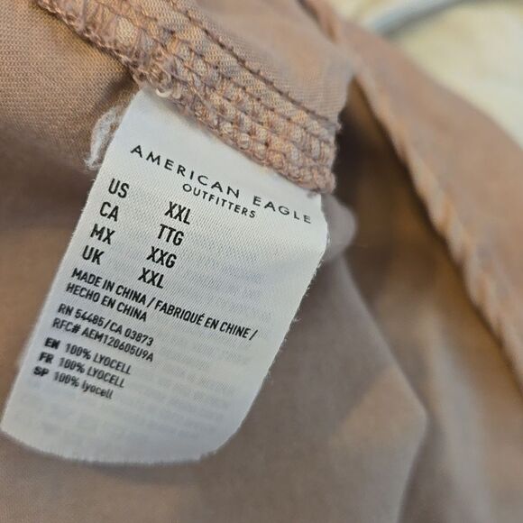 American Eagle Mauve Pink Boyfriend Fit Oversized Button-Up Shirt Plus Size - Picture 7 of 7